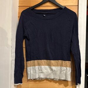 Gap Navy Tan Grey Color Block Striped Cotton Extra Small Sweater